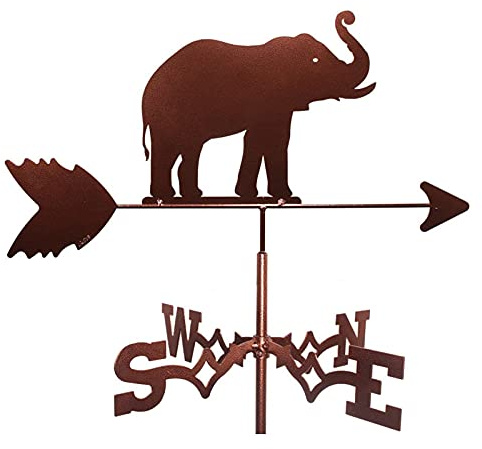 Banderuola segnavento, banderuola segnavento da Fattoria, Elefante, indicatore di direzione del Vento con Rivestimento antiruggine, Ornamenti per Esterni, Decorazione per Cortile, Prato