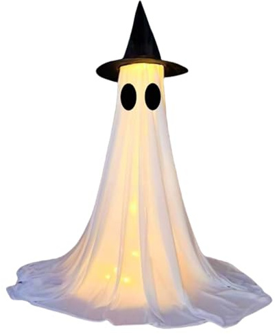 Light Up Ghost - Glowing Halloween Prop | Led Yard Decoration | Spooky Outdoor Ornament for Garden Lawn and Porch Display | Illuminated Ghost Figure for Pathway Patio or Haunted House Scene
