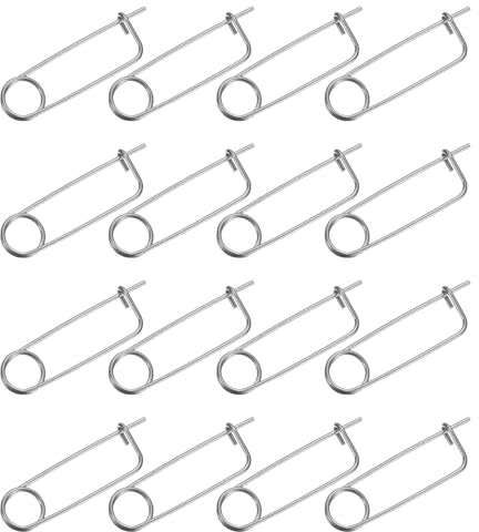uxcell 16Pcs Brooch Shape Cotter Safety Pins, 0.08x1.69 Inch Zinc-Plated Carbon Steel Quick Lock Fastener, Spring Wire Pin for Farm, Lawn, Garden Hitch
