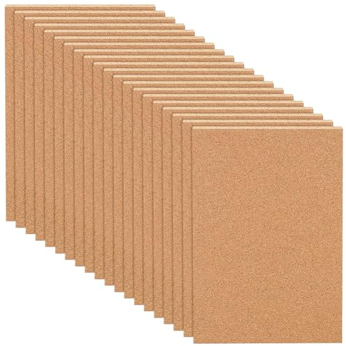 BENECREAT 20 placas de corcho A4, 30 x 21 cm, rectangulares grandes, para posavasos, arte de pared, tableros de anuncios (3 mm de grosor)