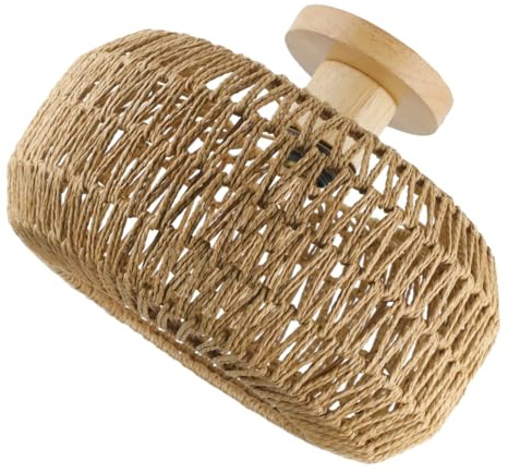 Operitacx Vintage Rustic Paper Rope Ceiling Light Fixture Flush Mount Lamp for Living Bedroom Bathroom Compatible with Bulbs Modern Style Home Decor