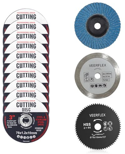 76 mm Trennscheiben, Winkelschleiferscheiben, 13 Stück Trennscheiben für 10 mm Bohrung, Kreissägeblätter, Schleifpads, Werkzeug, Luftwerkzeug-Schneidscheibe zum Schneiden von Metall, Stein, Holz