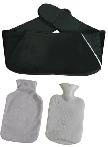 2PCS Portable PVC Hot Water Bottle Belt Wearable Pouch Soft Hand Warmer Plush Waist Cover For Neck Back Legs Warm(Black)