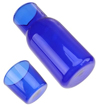 Toyvian Set de Botella y Taza de Vidrio Azul para Agua y Té Helado, Material Borosilicato Resistente, Uso en Casa, Oficina y Hotel, Capacidad 600ml
