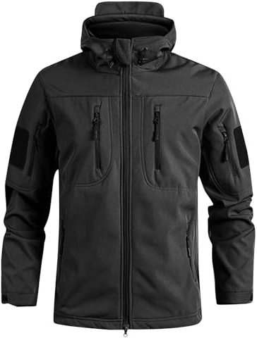 Generico Cappotto Uomo Invernale Antipioggia Giubbino In Pile Termico Giacca Impermeabile Con Cappuccio E Zip Taglie Forti Giubbotto Pesante Da Sci Eleganti Abbigliamento Da Lavoro Invernali Nero XL