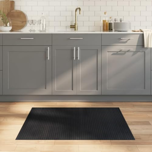 Tonture bambumatta rektangulär svart 80 x 100 cm, slitstark golvbeläggning för vardagsrum matsal, halkfri naturfibermatta för dekoration, hållbar halllöpare