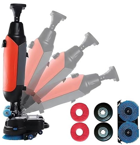 Dfdieratve Autolaveuse sans Fil, Laveuse de Sol Professionnelle avec Réservoir d'eau Propre et Réservoir d'Eaux Usées, 2 Brosses Rotatives 360°, pour Maison, Restaurant, Hôtel, Commercial