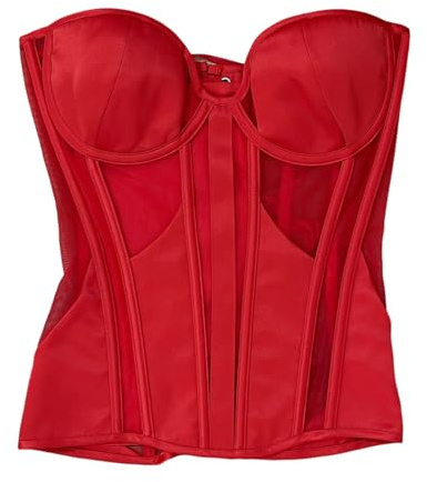 Shapewear Corset de mariage élégant pour robes de mariée, robes de corsage fines et transparentes dans le dos et tenue formelle, Rouge, M