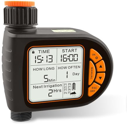 Contrôleur intelligent d'irrigation de jardin avec minuterie d'arrosage automatique pour économie d'eau avec programmes personnalisables Détection de pluie
