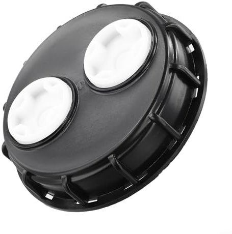 Pumixiy Tapa de depósito IBC, tapa ventilada de 163 mm para depósitos de agua y barriles de lluvia, polietileno de alta densidad, doble orificio de ventilación, compatible