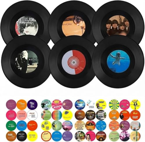 AcryStelith 6 Discos De Vinilo Decorativos para la Pared, Discos de Vinilo para Decorar Fiestas, Juego de 6 Piezas de Estilo Aleatorio, para Decorar Bares, Cafeterías, Hogares(12 pulgadas) (12inch)