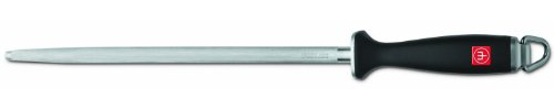 Wusthof Hanging Sharpening Steel with Steel Base, 32 cm | Hang loop on handle simplifies storage, keeping your sharpening tool safely within arm's reach in busy kitchens.