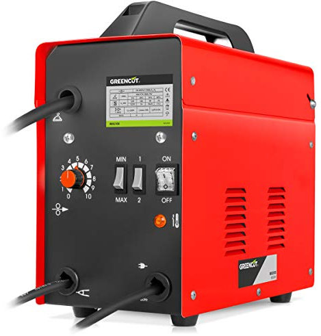 GREENCUT MIG100 - Soldador inverter electrico MIG hilo continuo con gas turbo ventilado, 120A Potencia Regulable, con Tecnología iGBT Máquina de Soldadora Portátil