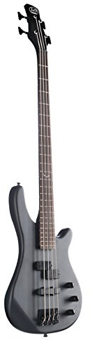 J & D E-Bass, Bass Gitarre mit 4 Saiten und Erle Korpus, Bass mit Split-Coil Tonabnehmer und Single Coil, passive Elektronik, Special Bat Mark