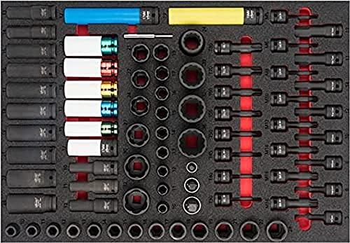 Vigor Schlagschrauber Steckschlüsseleinsatz-Satz, V6811, 80-teilig | Länge 563 mm, Breite 393 mm, Höhe 35 mm, 13410 g, 80-teilig , 10 – 36 · T10 – T40, 2K Weichschaumeinlage