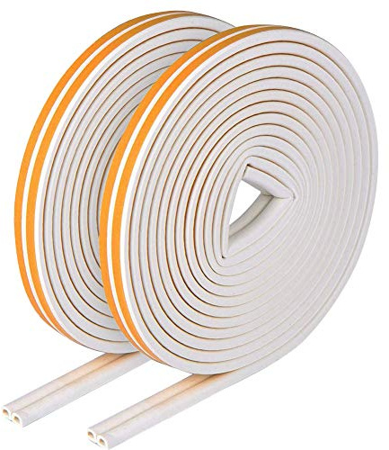 QincLing Weather Strip Tape 12 Meters Self Adhesive Door Seal Strip Rubber Seal Foam Strip Draught Excluder Tape Soundproofing Avoidance Rubber Weatherstrip For Doors Windows Insulation Strip（2 PACK）