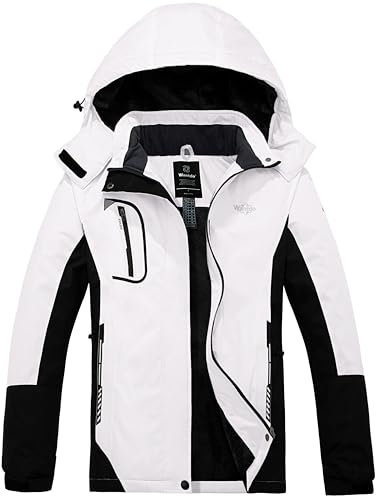 Wantdo Giacca da Sci Donna Invernale Impermeabile Cappotto da Neve | Antivento, Termicamente Isolato, Multitasche,Cappuccio Staccabile,Polsini Regolabili, Snowboard,Escursionismo, Montagna