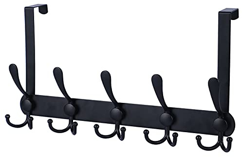 Encozy Türhaken, robust, zum Aufhängen von Kleidung, Hut, Handtuch (strapazierfähig, schwarz, 1 Stück)