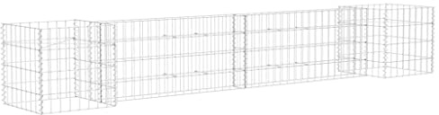 vidaXL H-Shaped Gabion Planter Steel Wire Outdoor Garden Gabion Basket Wall Pot Stone Pot Wire Mesh Patio Wall Planter Border 260x40x40cm