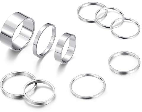 Milacolato10 piezas Juego de Anillos para Nudillos Anillo de Acero Inoxidable Anillos Simples Apilables para Dedos Lisos para Mujeres Anillos Lisos
