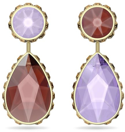 SWAROVSKI Colección de joyas de cristal Orbita, pendientes individuales, par de pendientes, cristal rojo, cristales lilas, acabado dorado, Talla única, Metal, cristal