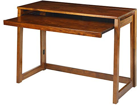 Folding Desk with Pull-Out & USB Port-Warm Brown