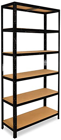 shelfplaza® 200x80x60cm Schwarz Schwerlastregal Metallregal 6 Böden à 145kg Tragkraft Lagerregal Keller Haushaltsregal Metall Regal stehend
