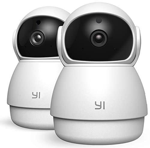YI Camara de Vigilancia Interior Dome Guard 2K, PTZ 360° Camara WiFi 2.4Ghz Camara IP, Detección Movimiento, Visión Nocturna, Notificación Tiempo Real, Compatible Alexa, 2 Piezas