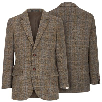 Walker and Hawkes - Blakemore - Blazer Harris Tweed para Hombre - Chaqueta clásica de Punto de Espiga Clinton - Marrón Clinton - EU 58 (UK 48)