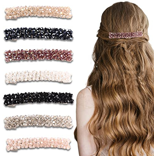 ZOCONE Fermagli Capelli Crystal, 7 Pezzi Forcine per Capelli Fermagli a Molla Strass Donna Crystal Cristallo Mollette Capelli Eleganti Rettangolare Adatto per Ragazze e Donna, 8,5cm