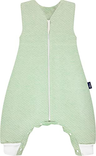 Alvi Sleep-Overall Baby Schlafsack mit Füßen Special Fabric Babyschlafsack Kinderschlafsack aus Baumwolle (70-100 cm, Quilt türkis), 448170