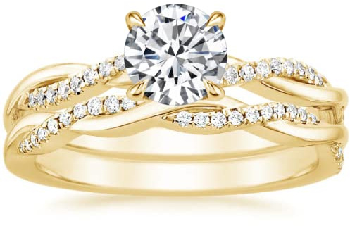 Zakk Damen Ringe Set Verlobungsring Eheringe Partnerringe 1,5ct Rund Zirkonia Verdreht Versprechen Ring Rosegold Gold Silber (Gelbgold,54 (17.2))