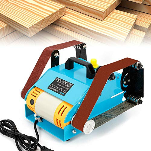 950W Lijadora de banda eléctrica de doble eje, azul lijadora de banda pulidora 6000RPM, Diseño ajustable