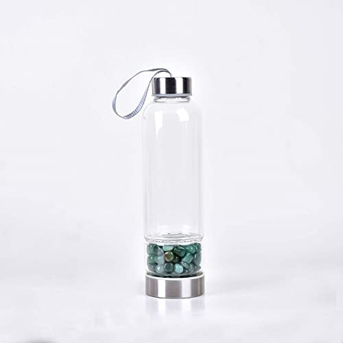 SAHKGYE 550 Ml Bottiglia d'Acqua in Cristallo Naturale Bacchetta Magica in Cristallo Obelisco di Cristallo Reiki con Punto Elisir Curativo della Bacchetta Bottiglia d'Acqua Infusa con Gemma