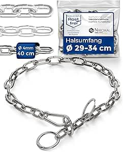 Hundekette Edelstahl Kombikette kurzgliedrig mit Karabiner & Zugstopp – 4 mm x 40 cm
