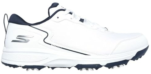 Skechers Men's Torque Sport Fairway Relaxed Fit Spiked Golf Shoe Sneaker, White Navy, 10.5