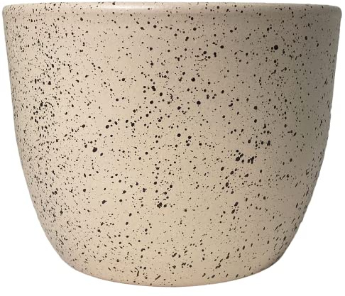 Meliflor Maceta de Cerámica Redonda 25X19CM Blanco Estrellado Duraderas y Resistentes - Decoración - Hogar y Jardín - Artesanalmente Fabricado en España
