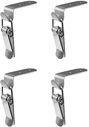 BOYALE 1pc/4pcs 90 Degrees Duck-mouth Buckle Hook Lock Stainless Steel Spring Loaded Draw Toggle Latch Clamp Clip Silver Hasp Latch Catch Clasp (Color : 4pcs-Style B)