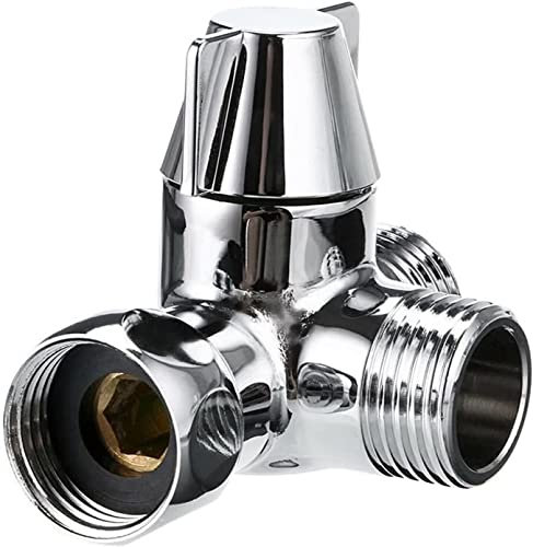 3-Wege 1/2quot;Waschbecken Wasserhahn Umstellventil T-Adapter Wasserabscheider Brauseschlauch Wasserhahn Splitter Badezimmerzubehör (Color : Silver, Size : One Size)