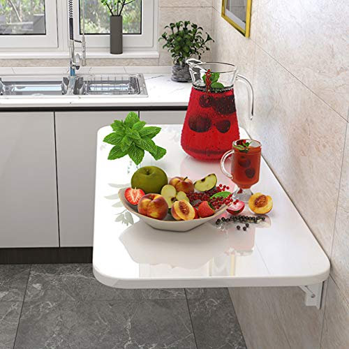 ZEDARO Klappbarer Wand-Klapptisch, schwebender Arbeitsschreibtisch, Computertisch, für Küchen-Esstisch, Bartische, Wäsche-Werkbank, 34 Größen, weiß, mit Zubehör (40x30cm/16x12in)