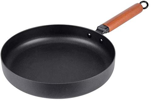 OQHAIR Sartén de Hierro Fundido, sartén Grande con asa Auxiliar, freidora de Cocina, Calidad de Chef de Restaurante