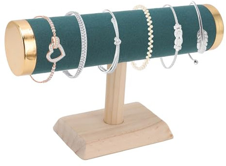 Hapivida Espositore per Bracciale, 23cm Espositore per Gioielli Porta Bracciali con Barra a T, Supporto per Bracciale e Collana Porta Gioielli da Tavolo Orologi per Organizzare, Peluche Verde