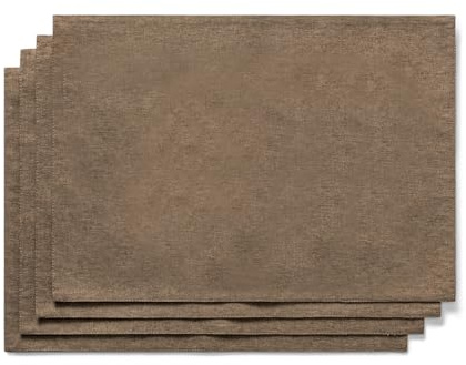 AOKSUNOVA Tischset Braun Stoff Platzset Platzdeckchen 4er Set 48 x 33 cm