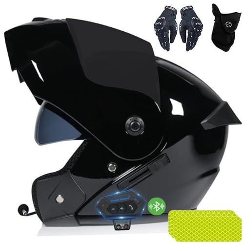 Casque Modulable Moto Bluetooth Intégral Casque avec Cadeaux, avec Double Visière, Adapté Aux Hommes Et Aux Femmes Adultes, S~XL