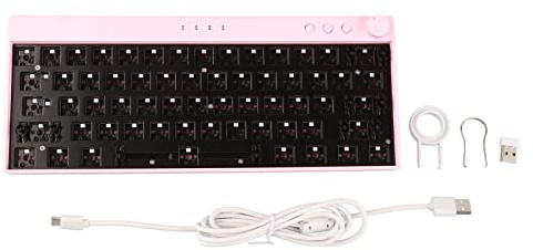 Yctze 61 Tasten RGB-Hintergrundbeleuchtung Hot Swap Custom Mechanical Gaming Keyboard DIY Kit mit 5.0, Verkabelt, 2,4 GHz Kabellos (PINK)