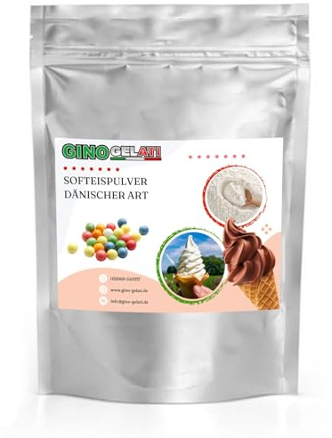 Gino Gelati Kaugummi Dänisches Softeis Pulver, schnelle und einfache Zubereitung, Herstellung mit oder ohne Eismaschine, Made in Germany, für besondere Anlässe (1 Kg, Blau)