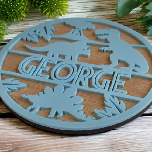 Personalised Name Dinosaur Theme Bedroom Wall Sign, Door Plaque. Dino Playroom Sign. Kids bedroom decor, children’s bedroom decor