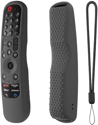 Silikonskyddsfodral för LG Smart TV stötsäker magisk fjärrkontroll, kontrollfodral skal för LG MR21GA MR22GA MR23GA AKB76036504 AKB76039901 (mörkgrå)