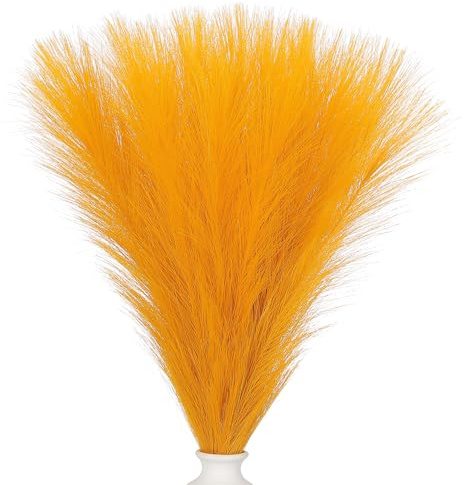 PATIKIL 24 Pulgadas Decoración de Paja de Pampa, 30 Piezas de Paja de Pampa Artificial a Granel, Paja de Pampa Falso Esponjoso Pequeño Secado, Naranja