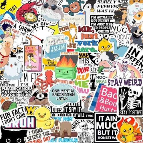 130 Pcs Funny Saying Stickers for Adults Quote Water Bottles Stickers Pack Waterproof Cool Stickers for Laptop, Bumper, Phone, Hard Hats, Wall, Window Decals